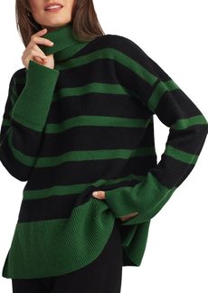 ELLEN TRACY Women's Turtleneck Sweater Fiona Striped Long Sleeve Oversized High Neck Pullover Shirt Top Ladies Tunic