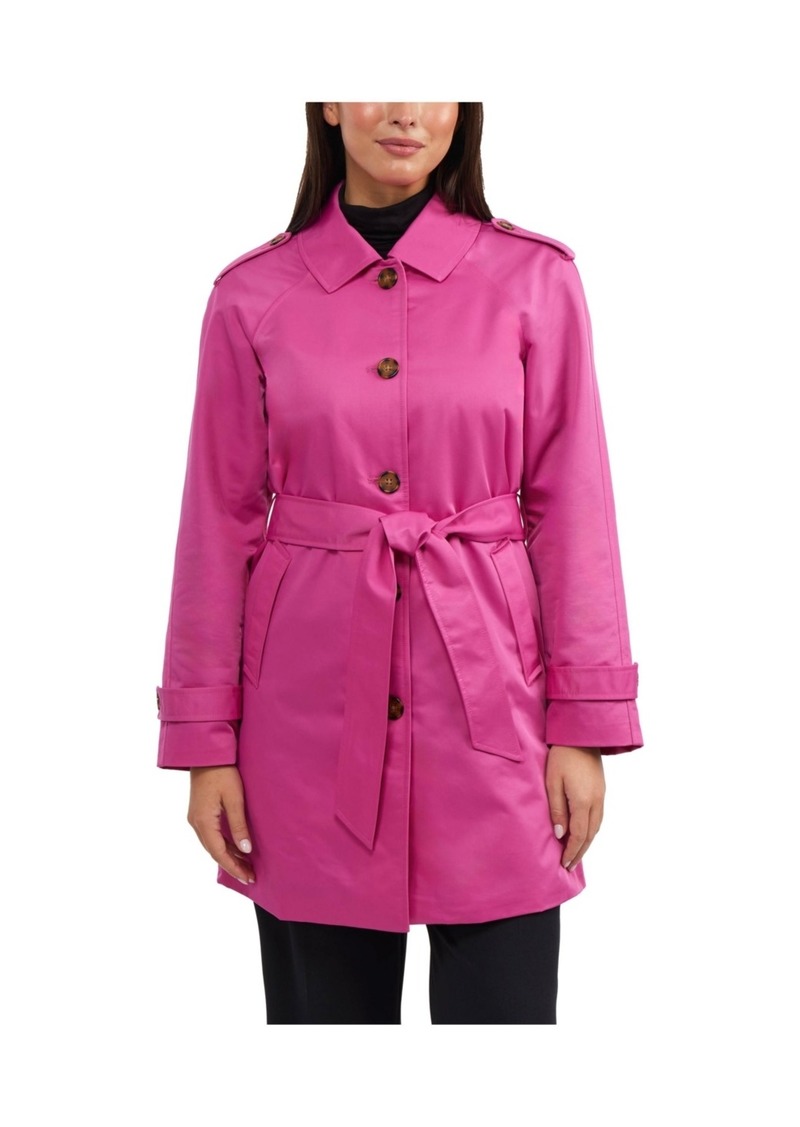 Ellen Tracy Women's Women's Cinched Waist Gillet Trench Coat - Fuchsia