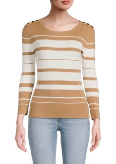 Ellen Tracy Striped Ribbed Top