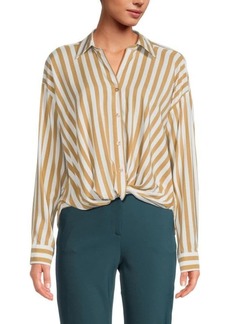 Ellen Tracy Vertical Stripe Button Down Shirt