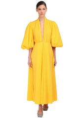 Emilia Wickstead Cotton Midi Dress W/ Puff Sleeves