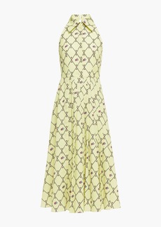Emilia Wickstead - Alvia printed textured-crepe midi dress - Yellow - UK 12