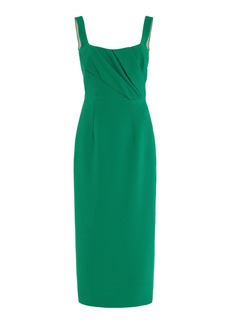 Emilia Wickstead - Arina Gathered Crepe Midi Dress - Green - UK 10 - Moda Operandi