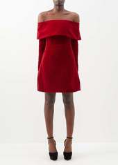 Emilia Wickstead - Caruba Off-the-shoulder Cotton-velvet Dress - Womens - Dark Red