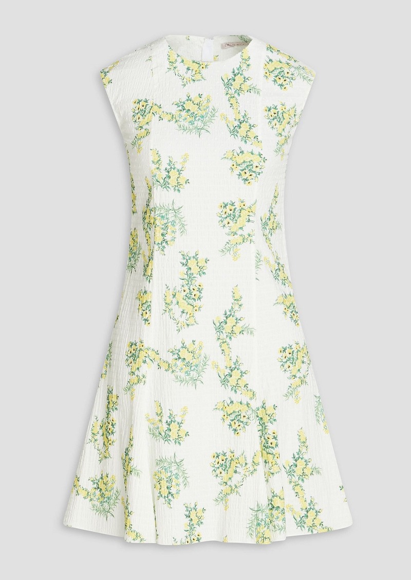 Emilia Wickstead - Azzura floral-print cotton-blend seersucker mini dress - White - UK 6