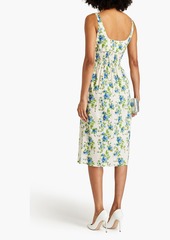 Emilia Wickstead - Giovanna floral-print cotton-blend Swiss-dot seersucker midi dress - Green - UK 12