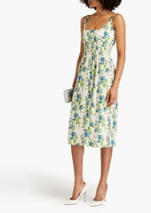 Emilia Wickstead - Giovanna floral-print cotton-blend Swiss-dot seersucker midi dress - Green - UK 12