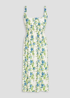 Emilia Wickstead - Giovanna floral-print cotton-blend Swiss-dot seersucker midi dress - Green - UK 12
