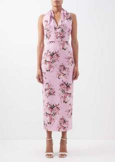 Emilia Wickstead - Hailey Halterneck Floral-print Crepe Dress - Womens - Pink Print