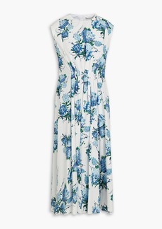 Emilia Wickstead - Lyssa floral-print cotton-poplin midi dress - Blue - UK 8