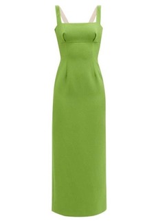 Emilia Wickstead - Magdalina Square-neck Double-crepe Midi Dress - Womens - Green