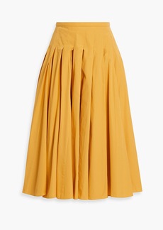 Emilia Wickstead - Tienne pleated cotton-poplin midi skirt - Yellow - UK 10