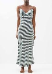 Emilia Wickstead - Trinny Striped Silk Slip Dress - Womens - Green Print