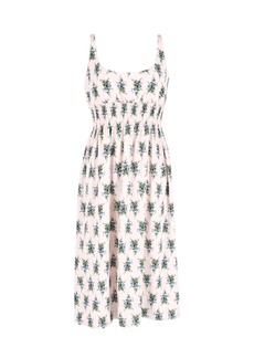 Emilia Wickstead Giovanna Shirred Midi Dress In Floral Print Polyester
