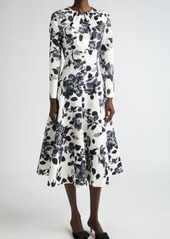 Emilia Wickstead Tris Floral Long Sleeve A-Line Dress