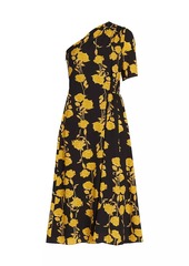 Emilia Wickstead Kyle Floral One-Shoulder Midi-Dress