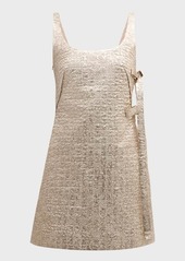 Emilia Wickstead Maya Bows Sleeveless Metallic Seersucker Mini Dress