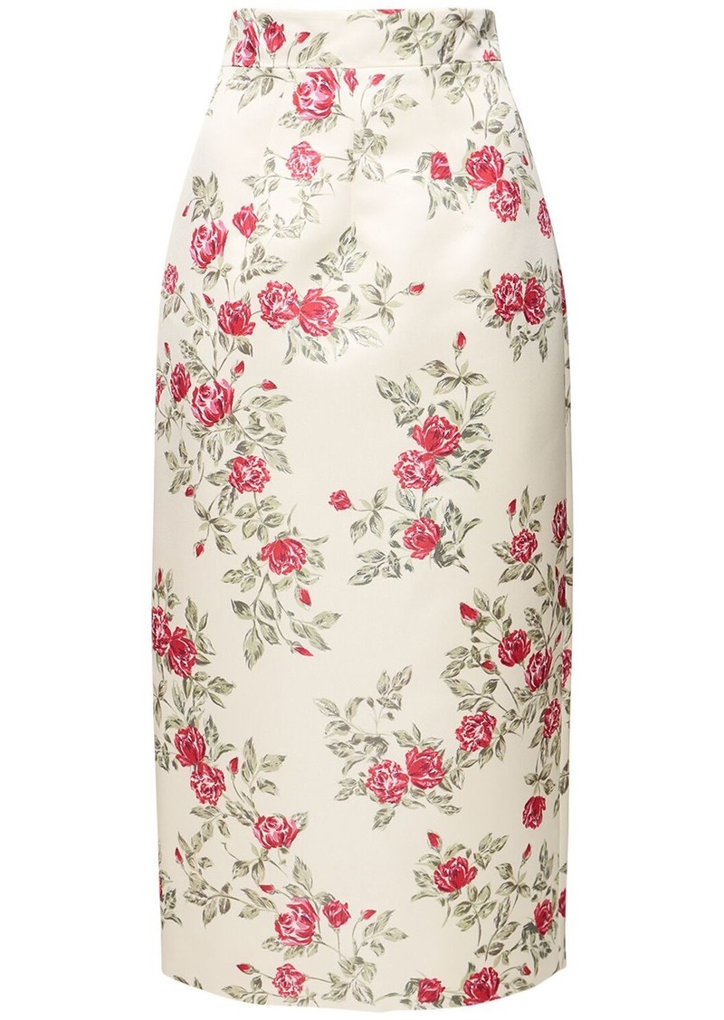 Emilia Wickstead Printed Duchesse High Waist Midi Skirt