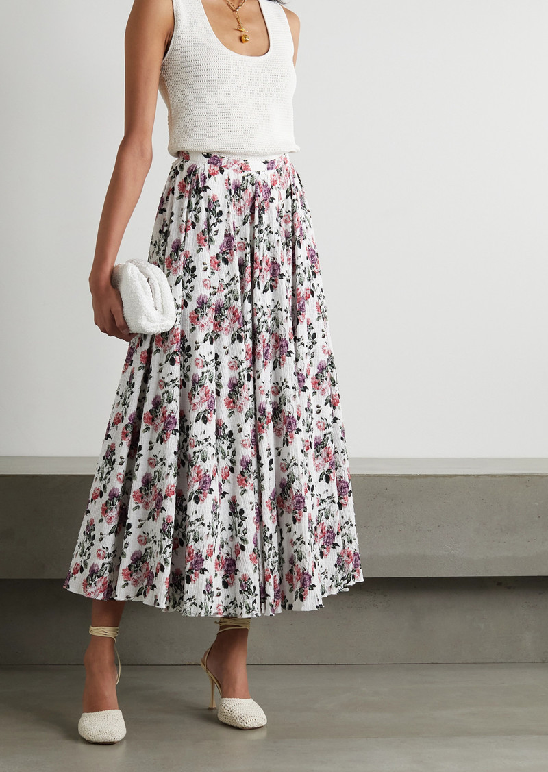 Rhea Pleated Midi Poplin Skirt