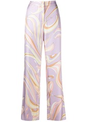 Emilio Pucci abstract-print silk flared trousers