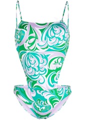Emilio Pucci Albizia-print cutout swimsuit