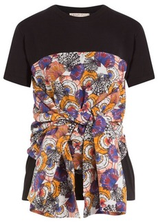 Emilio Pucci Cotton T-Shirt with Printed and Draped Detail