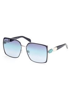 Emilio Pucci 60mm Square Sunglasses in Blue/Gradient Mirror Violet at Nordstrom