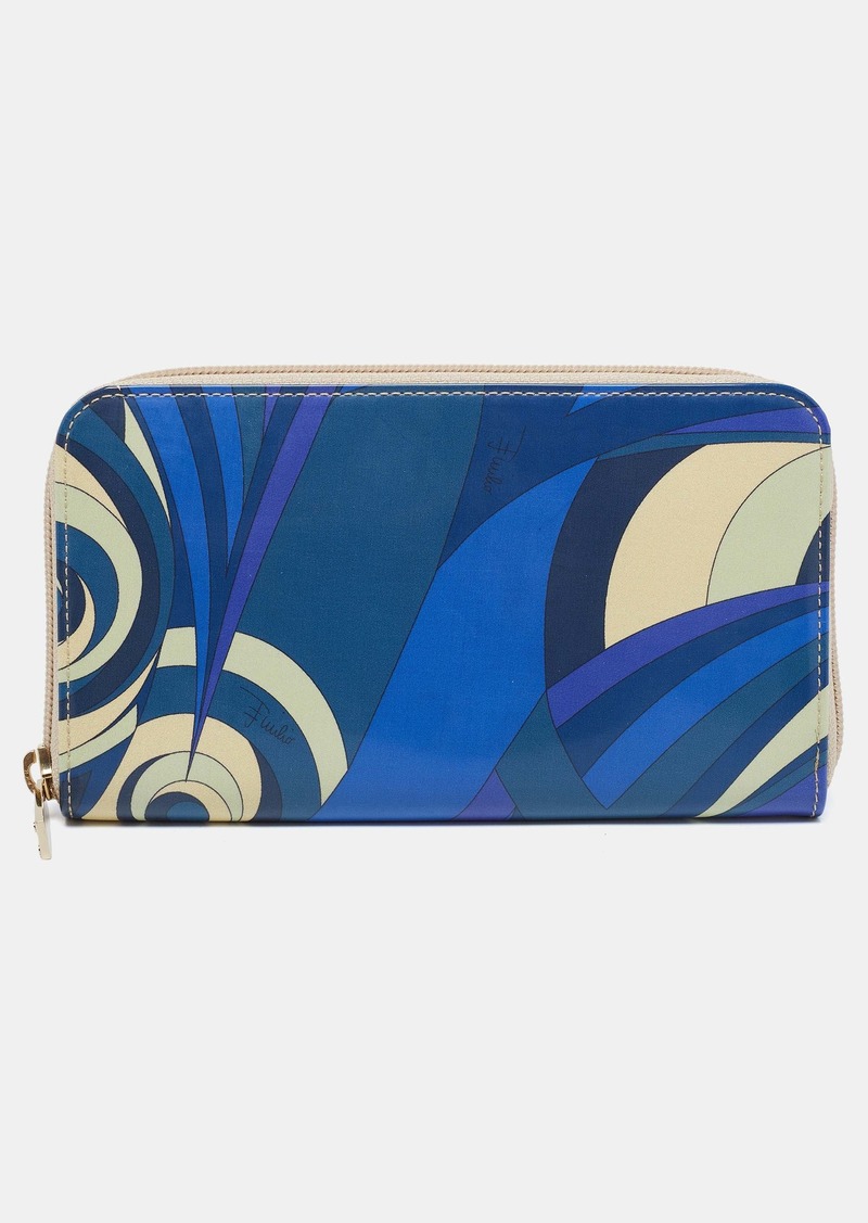 Emilio Pucci color Printed Patent Leather Zip Around Wallet