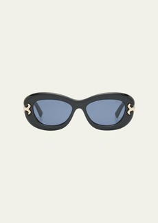 Emilio Pucci Filigree Acetate Round Sunglasses