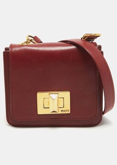 Emilio Pucci Leather Trunlock Flap Crossbody Bag