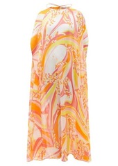 Emilio Pucci Lilly-print silk-georgette maxi cape dress