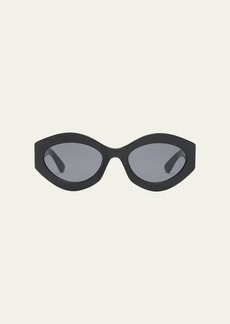 Emilio Pucci Logo Acetate & Metal Oval Sunglasses