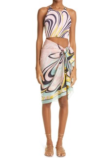 Emilio Pucci Print Cover-Up Top in 058 Navy Rosa at Nordstrom