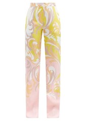 Emilio Pucci Tropicana-print silk-satin wide-leg trousers