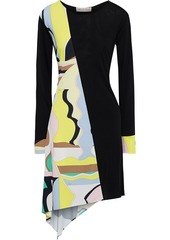 Emilio Pucci Woman Asymmetric Paneled Printed Jersey Dress Black