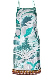 Emilio Pucci Woman Bead-embellished Sequined Tulle Mini Dress Turquoise