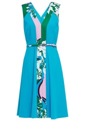 Emilio Pucci Woman Belted Printed Satin-crepe Dress Azure