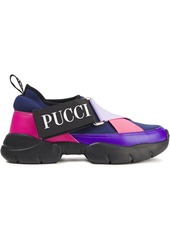 Emilio Pucci Woman City Cross Color-block Neoprene And Leather Sneakers Purple