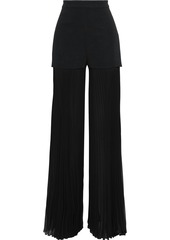 Emilio Pucci Woman Crepe-paneled Pleated Chiffon Wide-leg Pants Black
