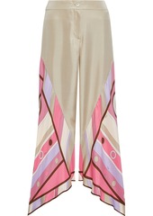 Emilio Pucci Woman Cropped Printed Silk Crepe De Chine Flared Pants Beige