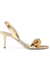 Emilio Pucci Woman Embellished Mirrored-leather Slingback Sandals Gold