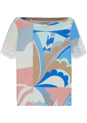 Emilio Pucci Woman Embellished Printed Jersey Top Multicolor