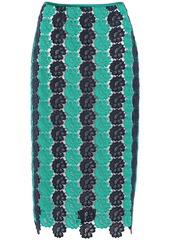 Emilio Pucci Woman Guipure Lace Pencil Skirt Turquoise