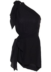 Emilio Pucci Woman One-shoulder Knotted Cutout Silk Crepe De Chine Top Black