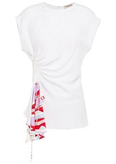 Emilio Pucci Woman Paneled Ruched Silk Crepe De Chine Top White