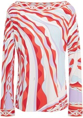Emilio Pucci Woman Printed Jersey Top Sky Blue