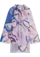 Emilio Pucci Woman Printed Metallic Fil Coupé Silk-blend Chiffon Tunic Lavender