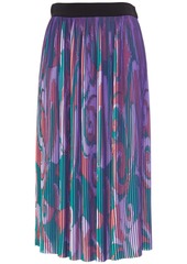 Emilio Pucci Woman Printed Plissé-crepe De Chine Midi Skirt Purple