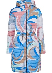 Emilio Pucci Woman Reversible Printed Quilted Shell Hooded Coat Azure
