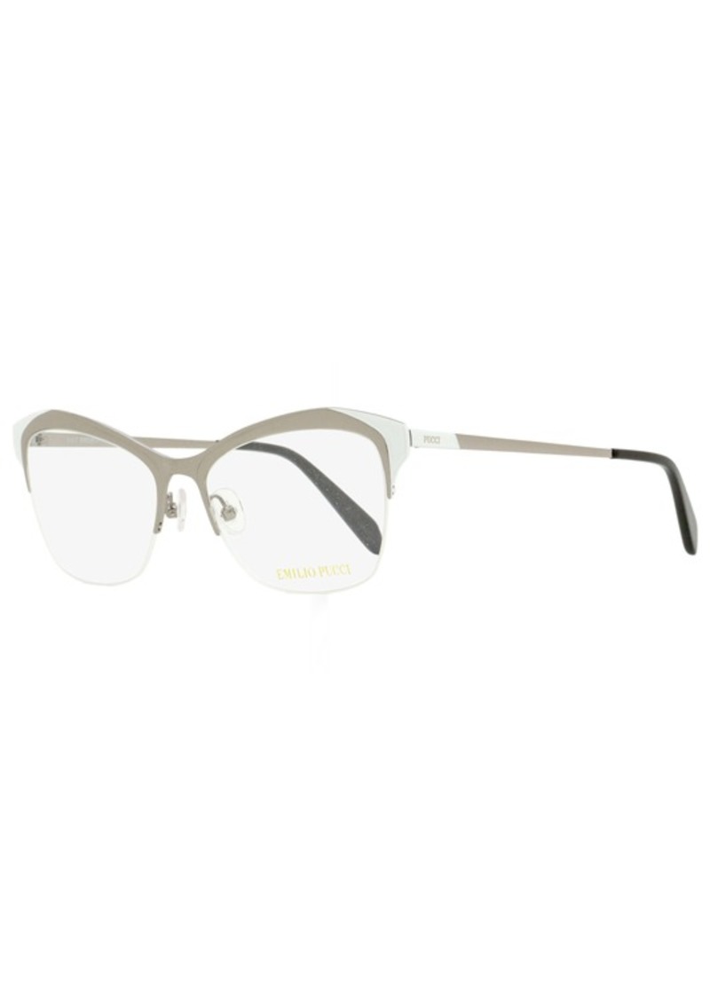 Emilio Pucci Women's Geometric Eyeglasses EP5074 008 Ruthenium/White/Black 53mm